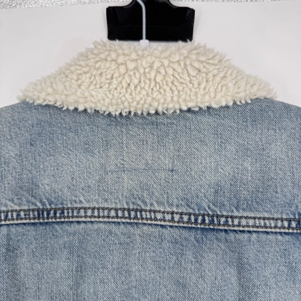 Old Navy Mens Sherpa Lined Denim Trucker Jacket Fall Winter Layering Rugged Sz M